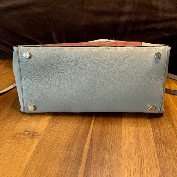 REBECCA MINKOFF Colorblock Chevron Satchel Big Regan Handbag Leather Purse Bag - Picture 5 of 14